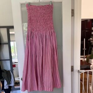 Damson Matter Strapless Pink Smocked Maxi Dress